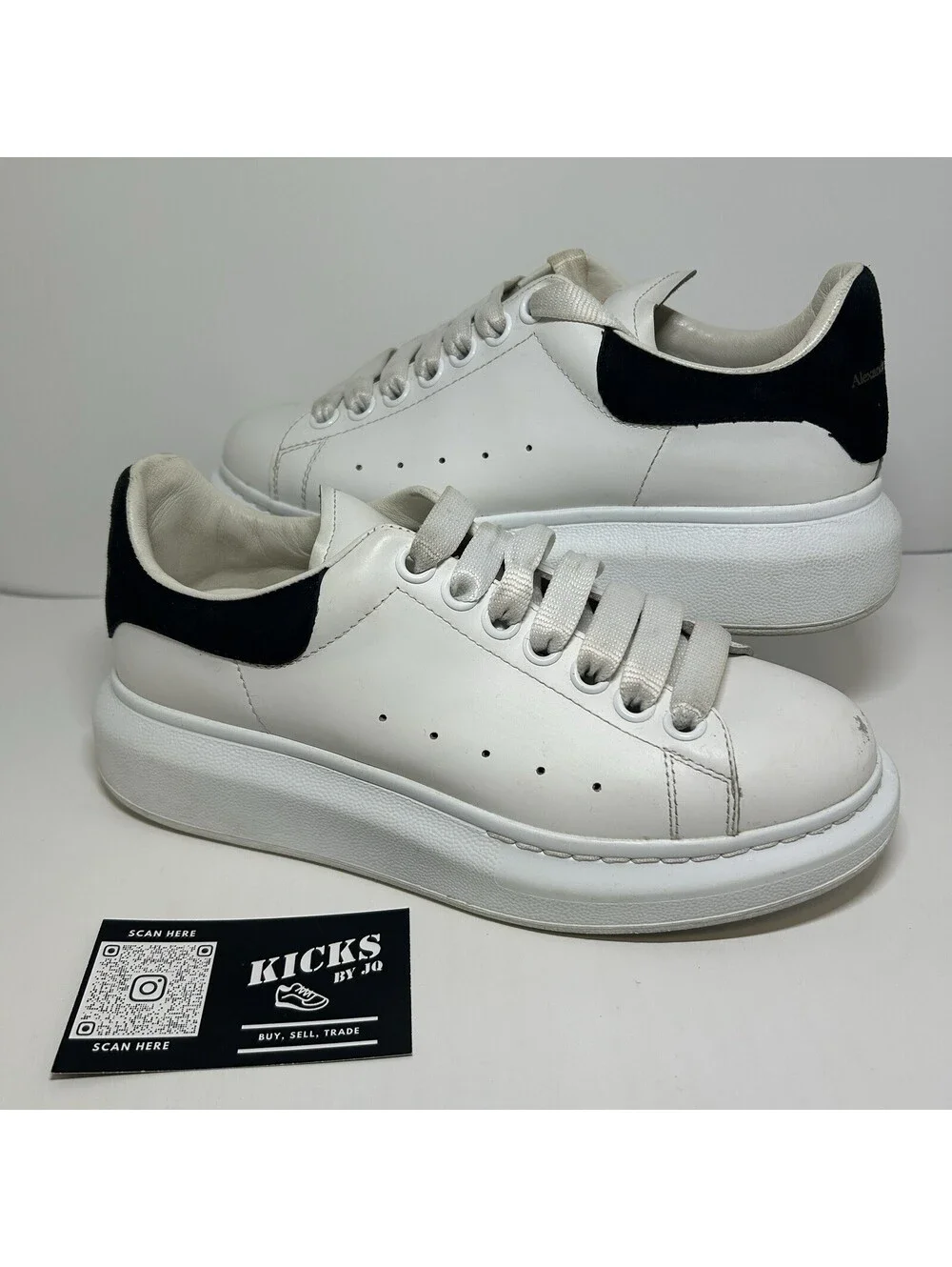 Alexander McQueen Oversized Sneaker White Leather Black Heel - Size 36 (6US)